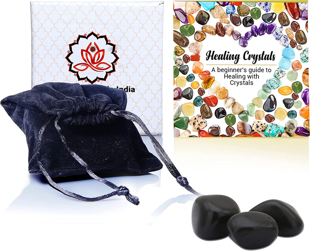 Real Crystals and Healing Stones - Healing Crystals for Beginners- Healing Stones Tumbled Crystals for Witchcraft (3, Black Onyx)