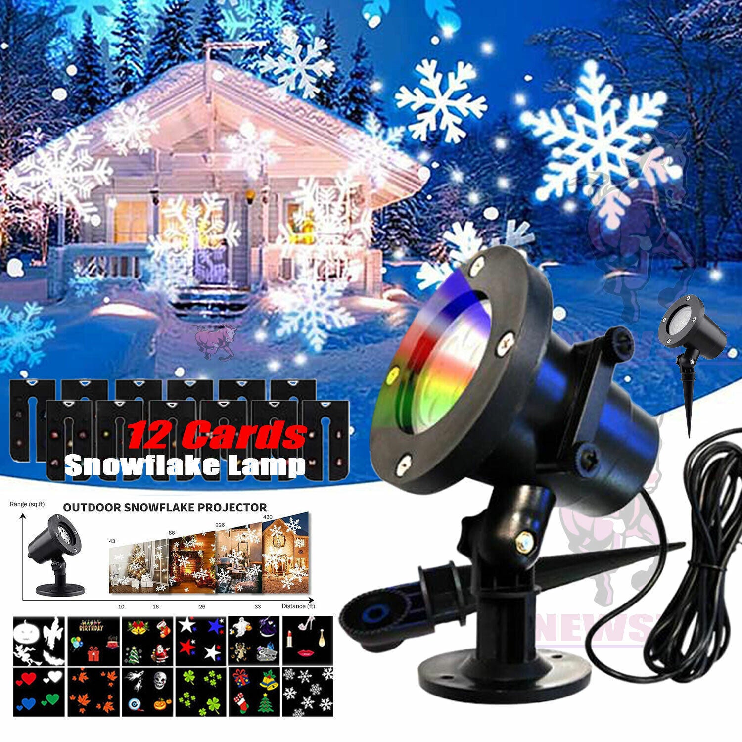 Proyector Navideño LED de 48 Patrones – Iluminación Exterior Premium | Envío Rápido desde USA